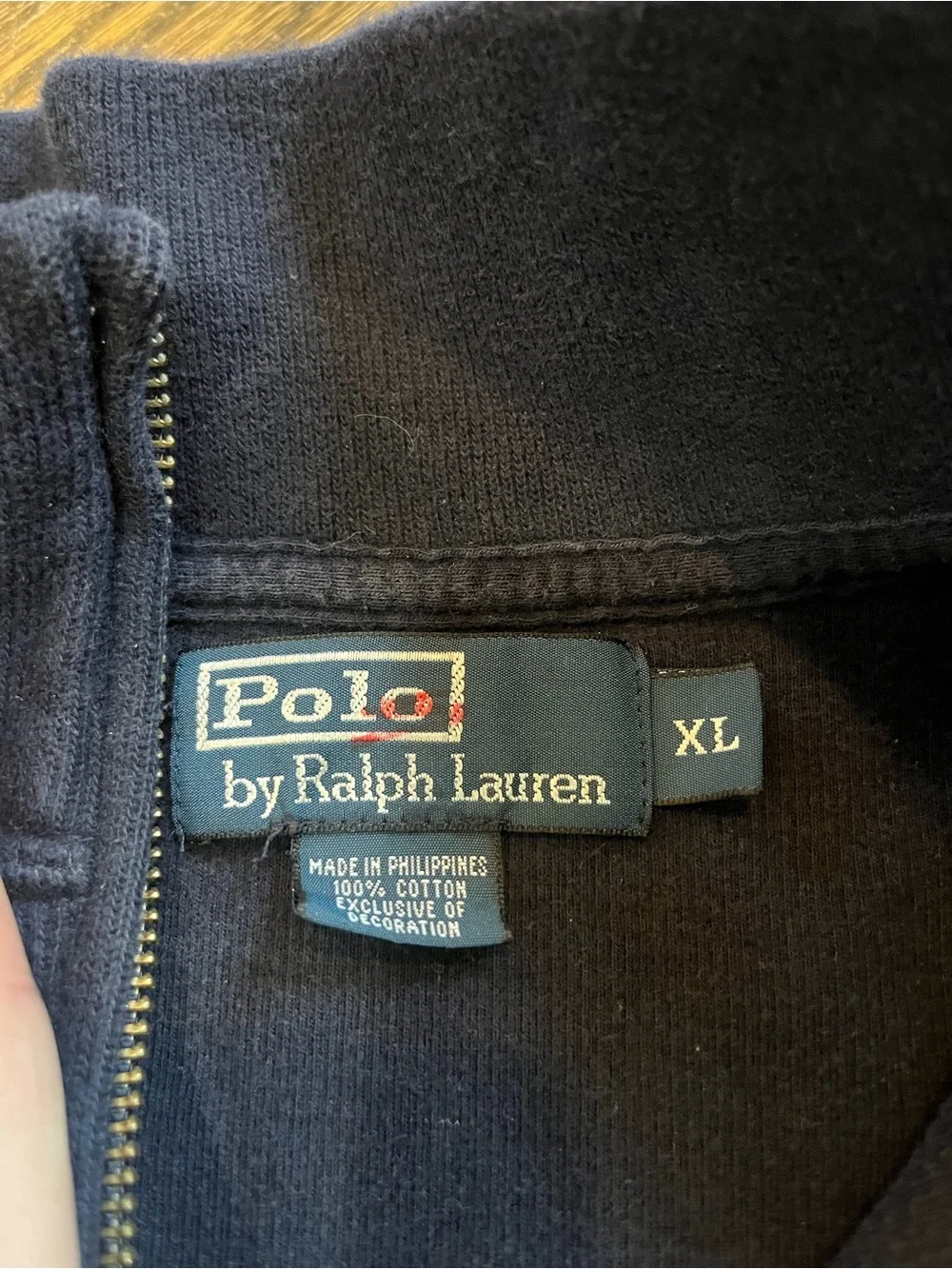 Polo Ralph Lauren Navy Quarter-Zip Sweater Size XL with Red Pony